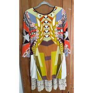 ETRO Geometric print open criss-cross back silk Dress